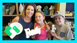 FUN FAMILY POTTERY PAINTING Day 1560  Clintustv [upl. by Aerdied]