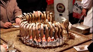 Matsuri Food Ayu sweetfish BBQ Kyoto Japan 【HD】 [upl. by Eziechiele]