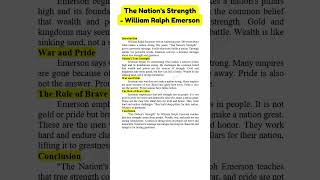 A Nations Strength by Ralph Waldo Emerson Essay for Exam SuccessARsummaryguidanceviraltrending [upl. by Alveta]