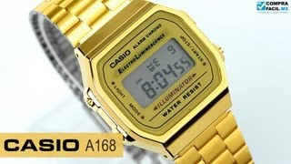 Reloj Casio Retro Vintage A168 Dorado  wwwCompraFacilmx [upl. by Cristina]