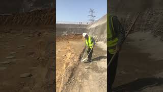 Foundation Trench Excavating Lime Line Spreading Process [upl. by Hurleigh]