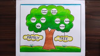 Family Tree  How to Make Family Tree Easy Step  Family Tree Project Ideas  Family Tree Drawing [upl. by Allesor]