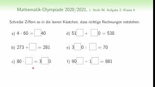 NI600412  MathematikOlympiade 2021  Grundschule  Rechnen  Aufgabenblatt zum Download [upl. by Hsirt]