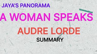 A WOMAN SPEAKS BY AUDRE LORDE  SUMMARY [upl. by Amara]