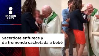 Sacerdote enfurece y da tremenda cachetada a bebé así reaccionó su papá [upl. by Rasec54]