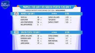 MUMCC T20 Div 1 v South Perth T20 Div 1 [upl. by Rie106]