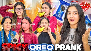 Spicy Oreo Prank With My Family 🥵 Sabki Halat khraab Hogai 😨Hot Chili🌶️ Rabia FaisalSistrology [upl. by Elita37]