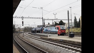 SBB Cargo International 193 466 quotBellinzonaquot mit Wascosa Kesselwagen Ganzzug in Bülach [upl. by Otrepur]