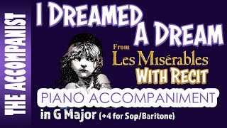 I DREAMED A DREAM with Recit from LES MISERABLES  Piano Accompaniment in G for SopBari  Karaoke [upl. by Aicineohp146]