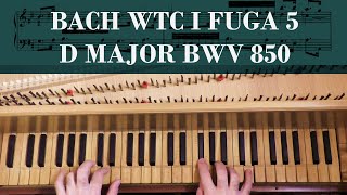 Bach Fuga No 5 in d major from WellTempered Clavier I BWV 850 harpsichord Andrea Chezzi [upl. by Lseil]