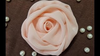 DIY chiffon rosefabric rose tutorialhow to make [upl. by Haiacim]