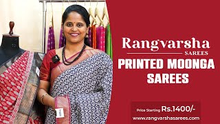 Moonga Silk Sarees Rangvarsha Sarees Contemporary printed flowy silk sarees  14th October 2024 [upl. by Anairt763]