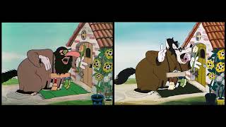 Disney Censorship Three Little Pigs 1933 original vs 1948 reanimated scene [upl. by Enened]