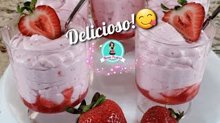 Postre de Fresa 🍓 Solo 3 Ingredientes Rápido y Fácil 😋🤤 Sin Horno  Amor y Amistad ♥ [upl. by Yma]