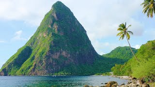 1 Hour of Serene St Lucia Scenery 4K Drone Video of Petit Piton 2020 [upl. by Matthus]