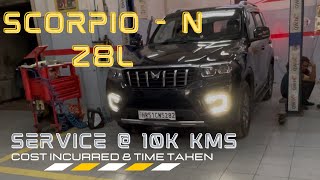 ScorpioN  First Service  10000 Kms  Cost of Service  Time Consumed  Z8L  Service Review [upl. by Isaacson]