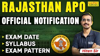 RAJASTHAN APO 2024  EXAM DATE amp SYLLABUS UPDATE  RPSC APO [upl. by Nahk]