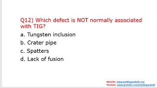 English CSWIP 31 Question amp AnswerChapter 12 TIG Welding [upl. by Ojeillib165]