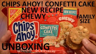 Unboxing Chips Ahoy Chewy Confetti Cake Cookies New Recipe Family Size [upl. by Solegnave]