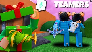 BEATING TEAMERS as a PRESENT in MM2 ⭐ Murder Mystery 2 Funny Moments [upl. by Adnarram166]