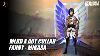 GAMEPLAY AOT X MLBB SKIN  FANNY MIKASA  NEW SKIN MLBB  MOBILE LEGENDS NEW SKIN [upl. by Krenn760]