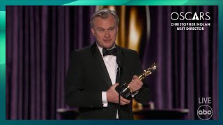 Christopher Nolan Wins Best Director for Oppenheimer  96th Oscars 2024 [upl. by Orrocos487]