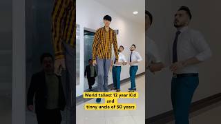 World Tallest 12 Year Kid with smallest Uncle at zamzam zamzamelectronics funnyvideo [upl. by Odlabso250]