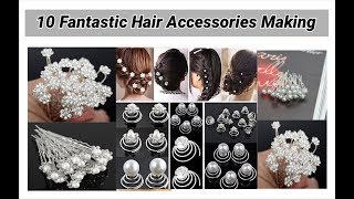 10 Fantastic Hair Accessories Making at home [upl. by Imena]