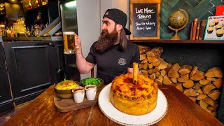 YOU GET FREE BEERS FOR THE NIGHT IF YOU CAN CONQUER THIS GIANT £85 PIE CHALLENGE  BeardMeatsFood [upl. by Eevets]