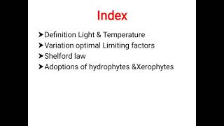 Light temperature variation limiting factor shelford law and hydrophytes xerophytes plants [upl. by Yehc]