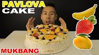 MUKBANG MASSIVE PAVLOVA FRUIT CAKE TO MYSELFBIG BITES [upl. by Bernete144]