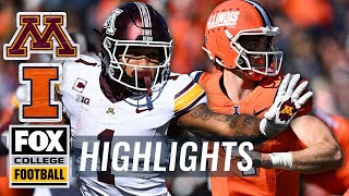 Minnesota Golden Gophers vs No 24 Illinois Fighting Illini Highlights  FOX College Football [upl. by Elvyn159]