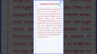 Paragraph on Best Friend [upl. by Milurd893]