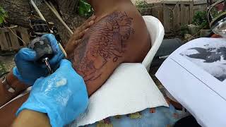 KOI FISH HALF SLEEVE TATTOO TIMELAPSE PART 1 [upl. by Hammer184]