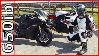 2017 Yamaha R6 vs Triumph Daytona 675R  Track Day SMACKDOWN [upl. by Bonnette]