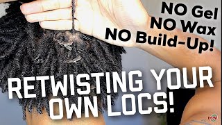 Retwisting Dreadlocks WITHOUT GEL Super Easy DIY [upl. by Ahseinad]