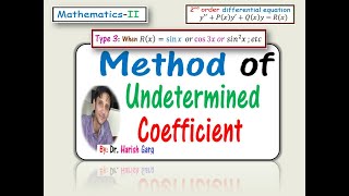 Part 3  Method of Undetermined Coefficients for Trignometric functions [upl. by Teddy]