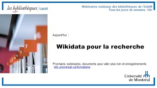 Wikidata pour la recherche webinaire [upl. by Dnomasor]