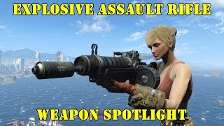 Fallout 4 Weapon Spotlights Explosive Assault Rifle [upl. by Kristopher]