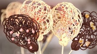 How to Make Chocolate Lace Lollipops  Get the Dish [upl. by Humble]