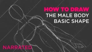 How to Draw the Male Body  Basic Shape Narrated [upl. by Mehcanem]