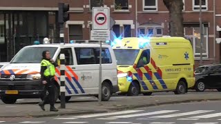 Luchthoorn Ambulance 17168 met spoed door politieafzetting naar het ziekenhuis [upl. by Lemraj]