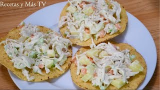 Tostadas de Pollo Receta Super Economica y Fácil [upl. by Borchers]