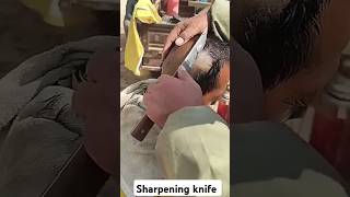 😂haircut with a knife Sharpening knife haircut funny [upl. by Sidonie252]