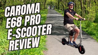 BUDGET ELECTRIC SCOOTER WITH A SEAT CAROMA E68 PRO ESCOOTER REVIEW [upl. by Linzer]