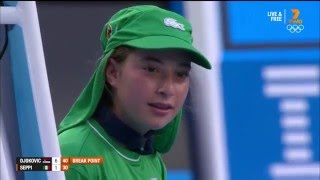 Rafael Nadal hits ball girl in head with shot apologizes with kiss  24012020  Sports News [upl. by Keiryt337]