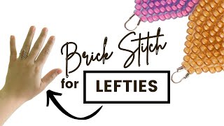 Left Handed  Beginners Brick Stitch Beading Tutorial Using BIG BEADS [upl. by Enelez]