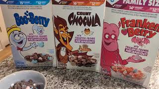 The CEREAL BOSS Halloween Delight Count Chocula Franken Berry Boo Berry [upl. by Anilef]