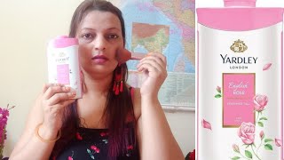 YARDLEY LONDON ENGLISH ROSE PERFUME TALC REVIEW REVIEW AND DEMOYARDLEY LONDON TALC STYLECLASSY [upl. by Ayocal788]