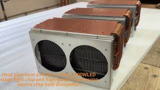 Heat pipe heat sink for cooling 1500W LED stage light and highpower laser pump source chip [upl. by Abehsat]